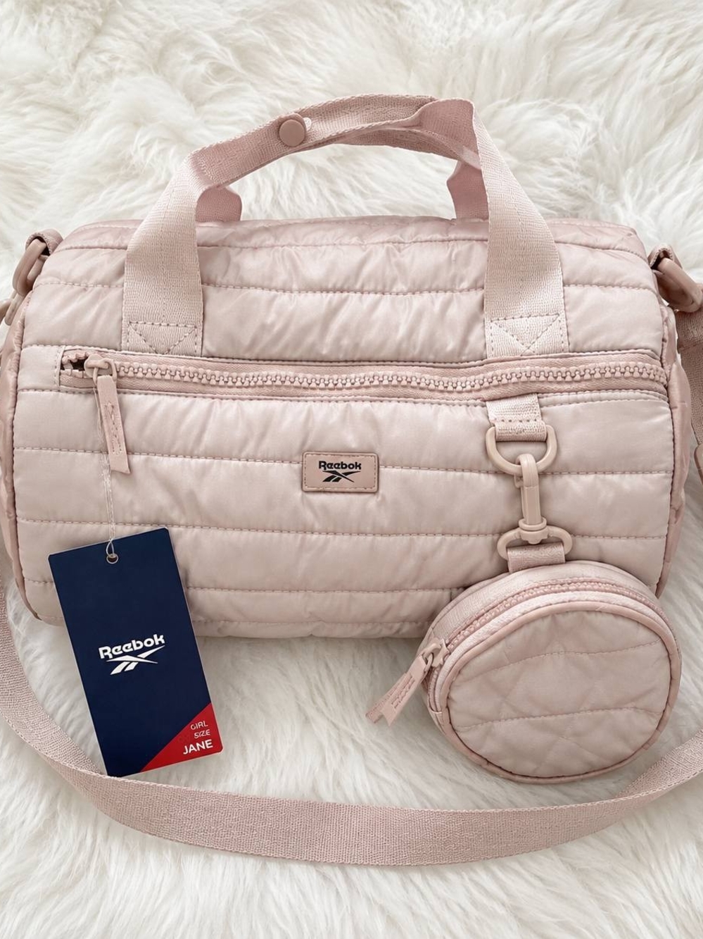 Reebok Women's Quilted Pink Duffel with Coin Pouch